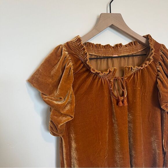 NWT Free People Terese Velvet Top in Pumpkin Pie | size XS - Picture 3 of 9